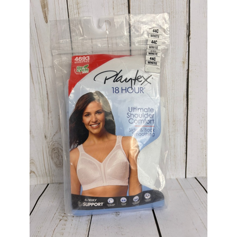 Playtex 18 Hour Ultimate Shoulder Comfort Wirefree Bra White 4693 44C B020